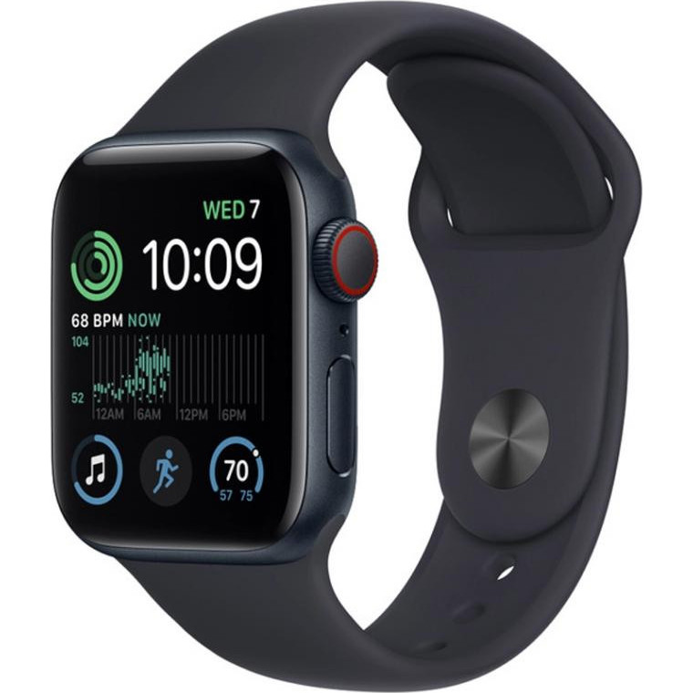 Apple Watch SE 2 + LTE 44mm Midnight Aluminum Case Midnight Sport Band (MNPY3/MNU03/MNTY3)